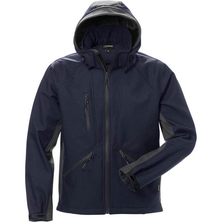 Fristads Acode Windproof Detachable Hood Softshell Jacket - 1414 SHI Navy/Grey Front1#colour_navy-grey