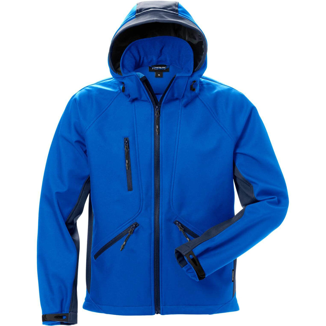 Fristads Acode Windproof Detachable Hood Softshell Jacket - 1414 SHI Royal Blue/Navy Front1#colour_royal-blue-navy