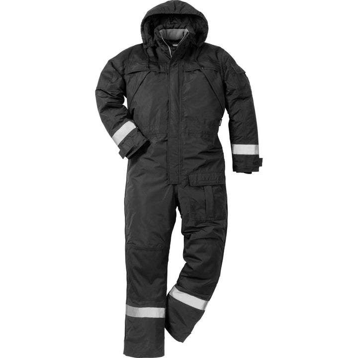Fristads Airtech Waterproof Breathable Insulated Winter Coverall - 812 GT Black Front1#colour_black