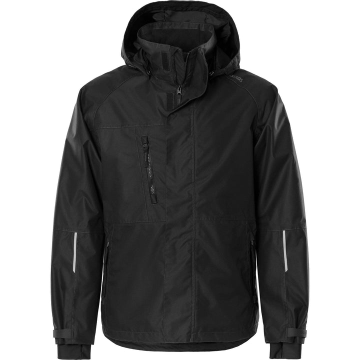 Fristads Airtech Waterproof Breathable Shell Jacket - 4906 GTT Black Front1#colour_black