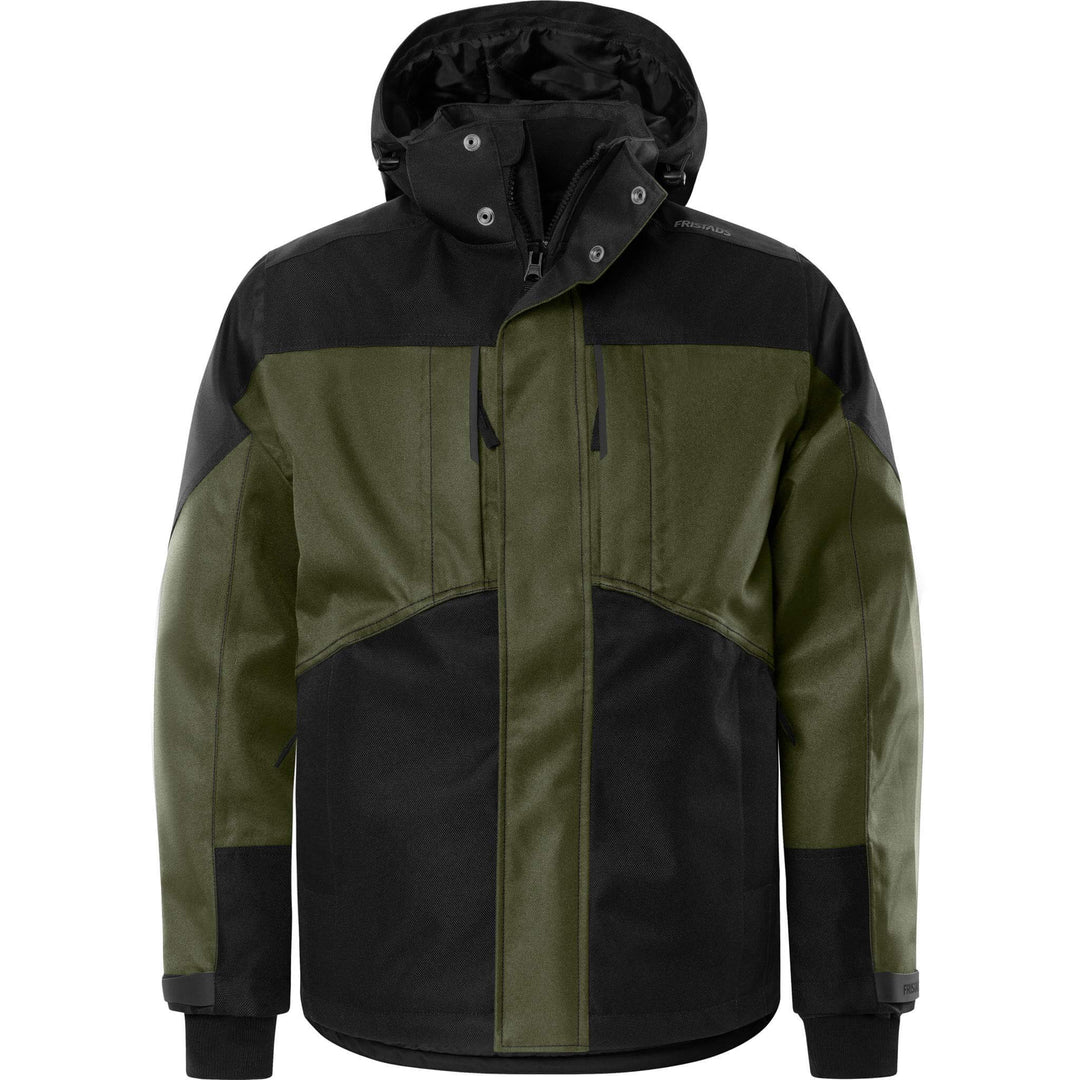 Fristads Airtech Waterproof Insulated Winter Jacket - 4058 GTC Army Green/Black Front1#colour_army-green-black