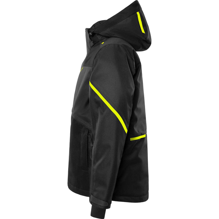 Fristads Airtech Waterproof Insulated Winter Jacket - 4058 GTC Black/Hi-Vis Yellow Back2#colour_black-hi-vis-yellow