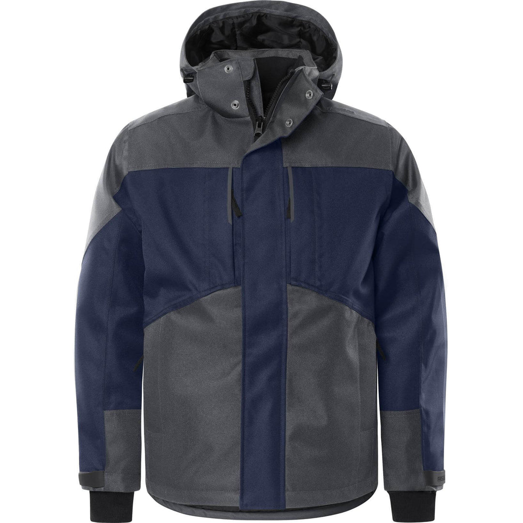 Fristads Airtech Waterproof Insulated Winter Jacket - 4058 GTC Navy/Grey Front1#colour_navy-grey