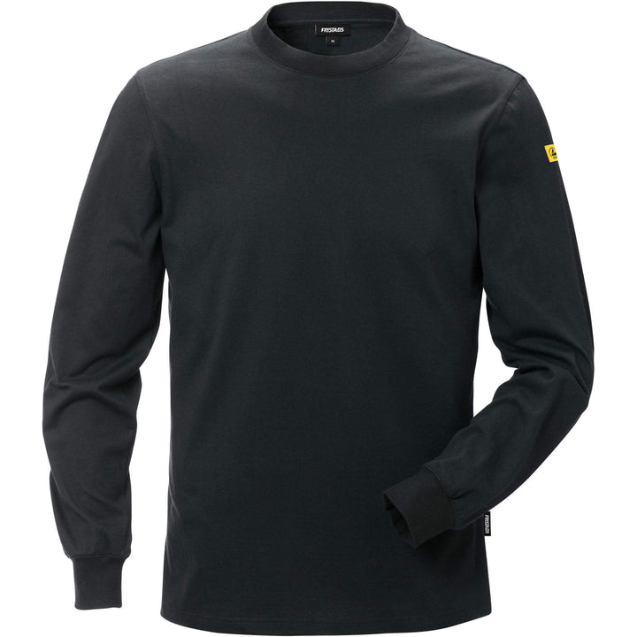 Fristads Anti-Static ESD Long Sleeve T-Shirt - 7082 XTM Black Front1#colour_black