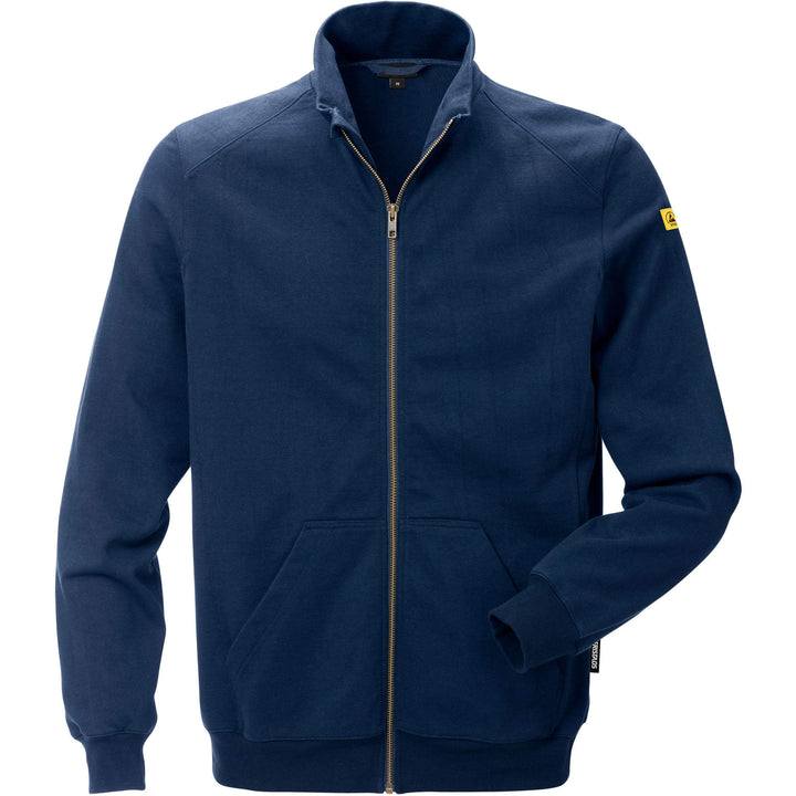 Fristads Anti-Static ESD Sweatshirt Jacket - 4080 XSM Navy Front1#colour_navy