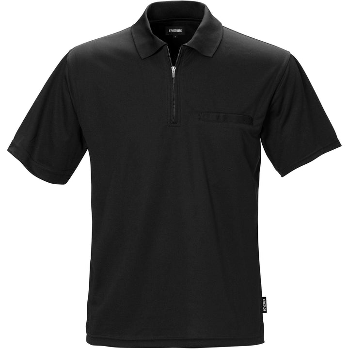 Fristads Coolmax Functional Moisture-Wicking Polo Shirt - 718 PF Black Front1#colour_black