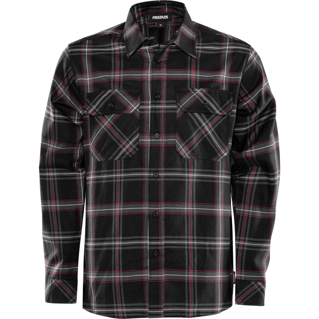Fristads Cotton Flannel Shirt - 7421 MSF Black Front1#colour_black