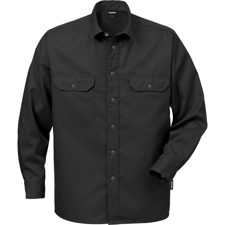Fristads Cotton Long Sleeve Shirt - 720 BKS Black Front1#colour_black