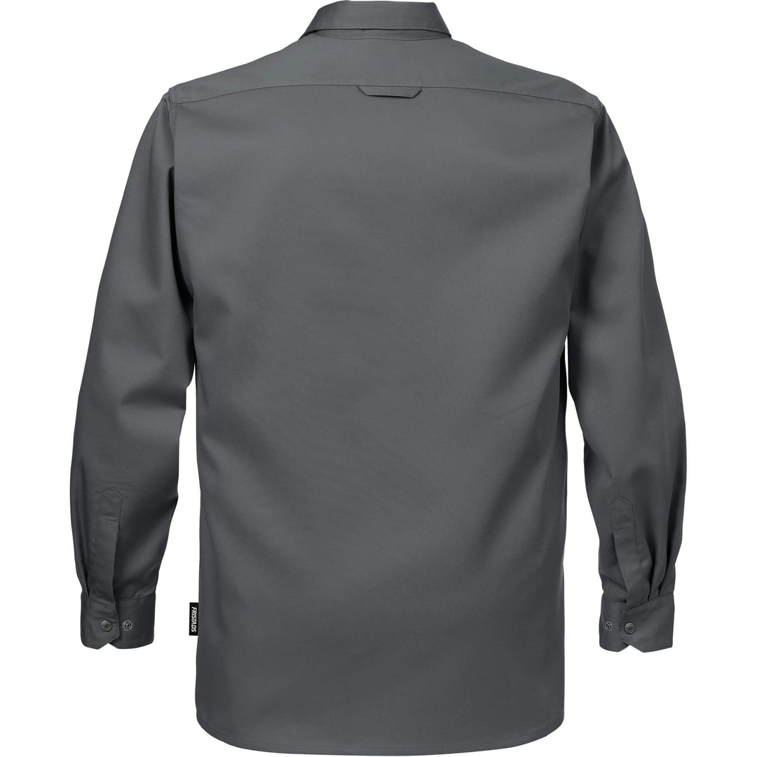 Fristads Cotton Long Sleeve Shirt - 720 BKS Dark Grey Back1#colour_dark-grey