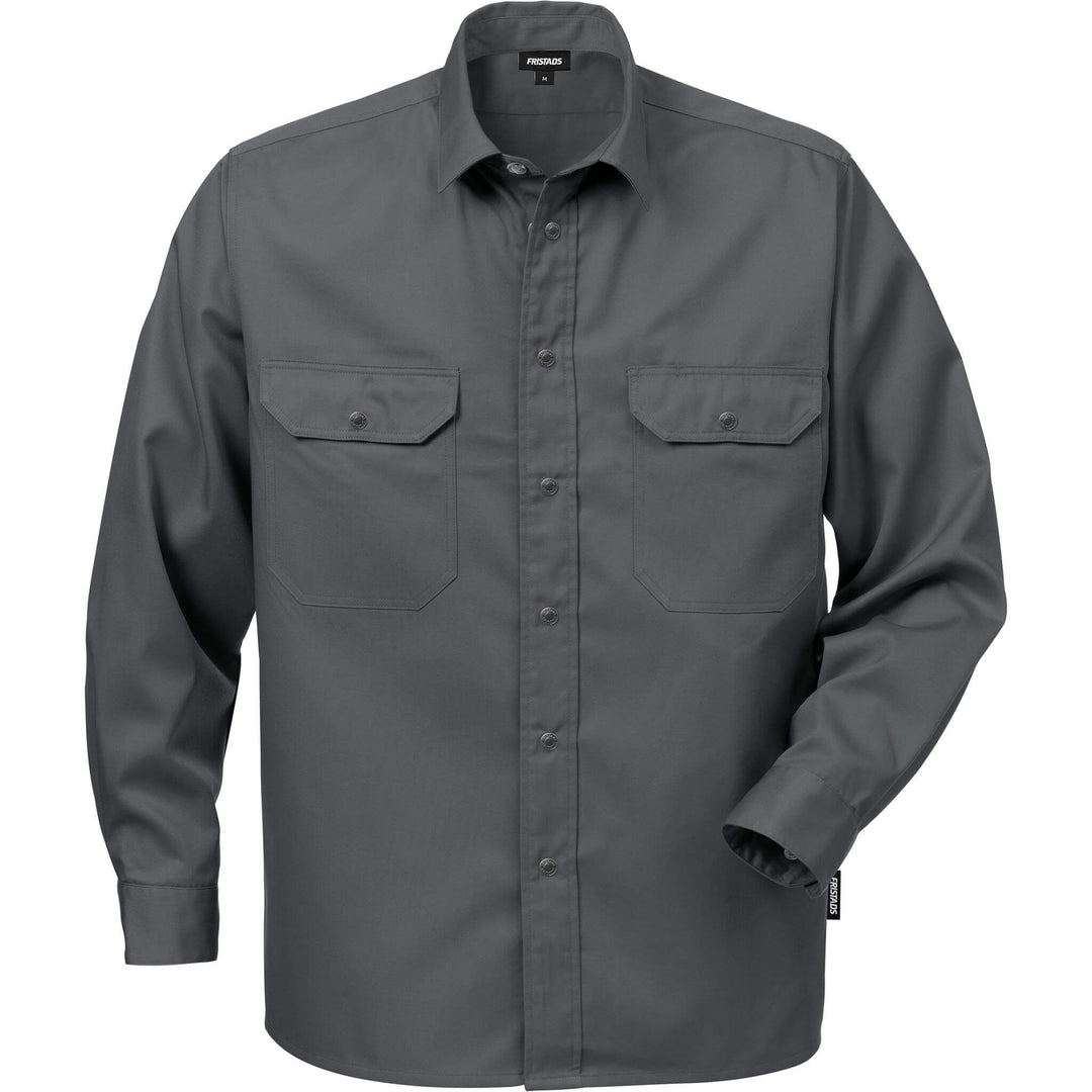 Fristads Cotton Long Sleeve Shirt - 720 BKS Dark Grey Front1#colour_dark-grey