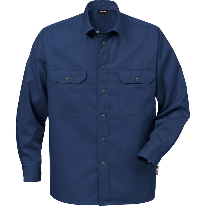 Fristads Cotton Long Sleeve Shirt - 720 BKS Navy Front1#colour_navy