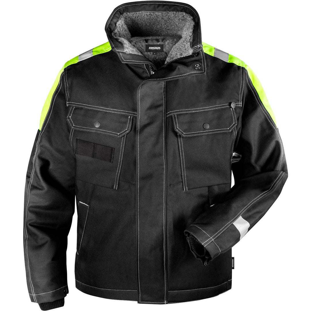 Fristads Cotton Winter Insulated Jacket - 447 FASI Black Front1#colour_black