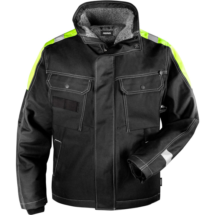 Fristads Cotton Winter Insulated Jacket - 447 FASI Black Front1#colour_black