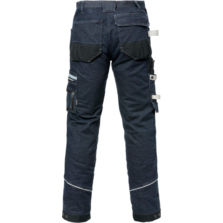 Fristads Craftsman 4-Way-Stretch Denim Holster Pocket Trousers - 2131 DCS Indigo Blue Back1#colour_indigo-blue