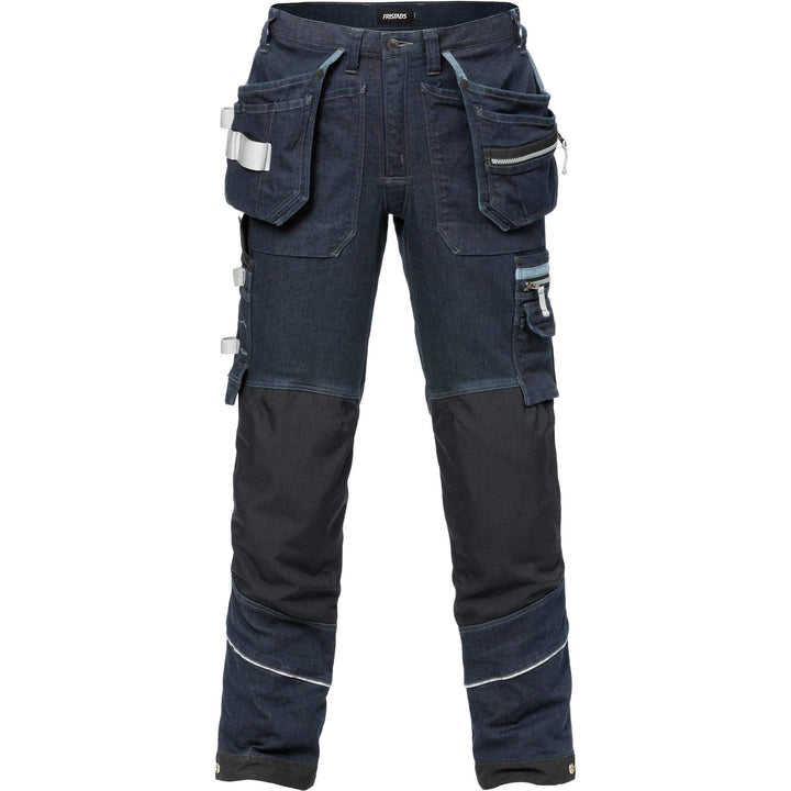 Fristads Craftsman 4-Way-Stretch Denim Holster Pocket Trousers - 2131 DCS Indigo Blue Front1#colour_indigo-blue