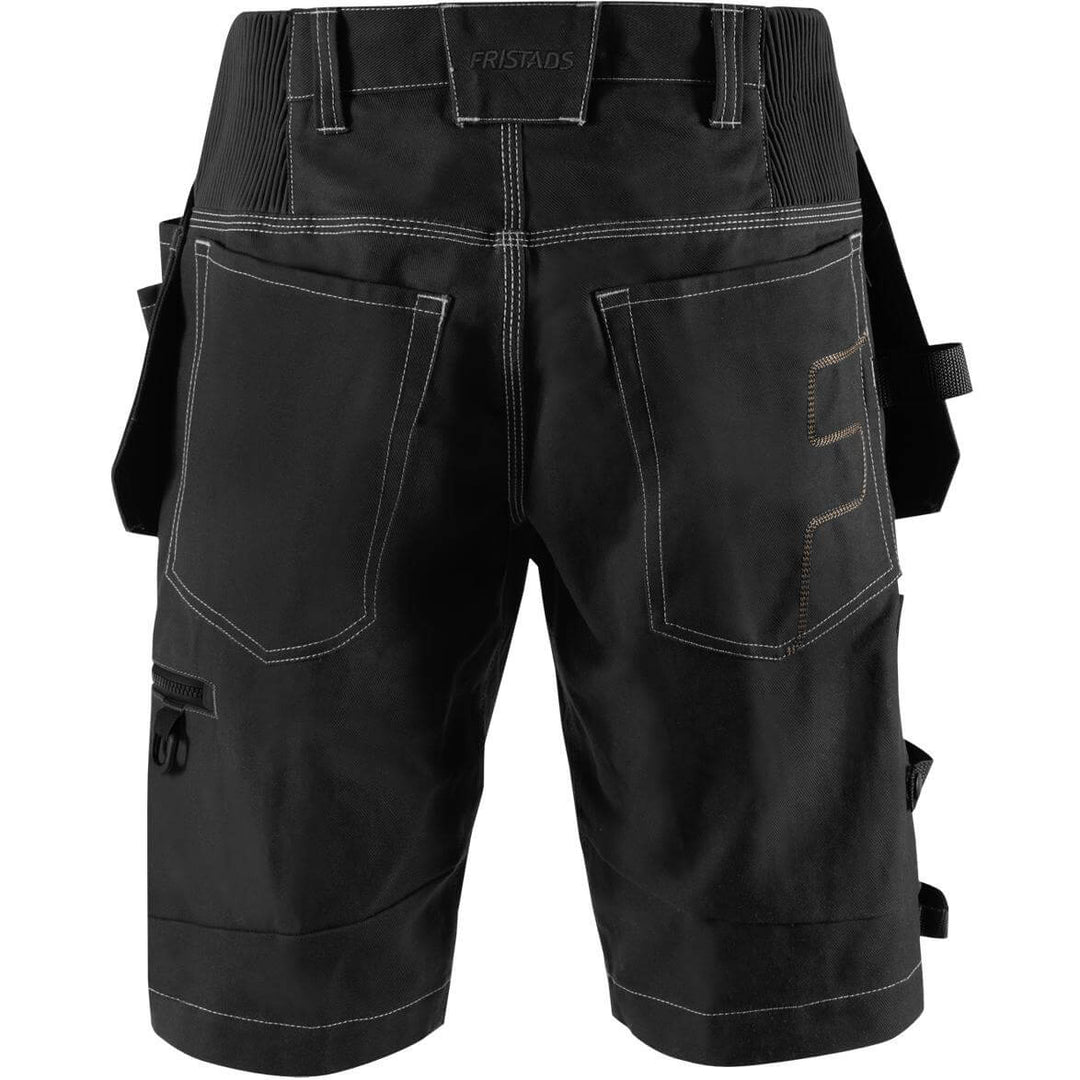 Fristads Craftsman 4-Way-Stretch Panel Holster Pocket Shorts - 2607 FASG Black Back1#colour_black