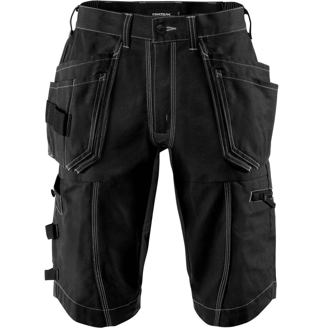 Fristads Craftsman 4-Way-Stretch Panel Holster Pocket Shorts - 2607 FASG Black Front1#colour_black