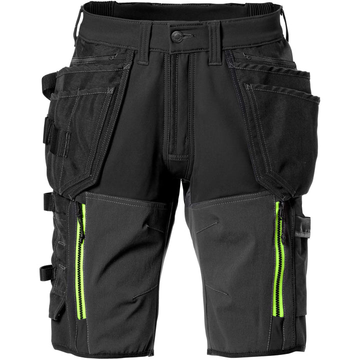 Fristads Craftsman Cordura Holster Pocket Ripstop 4-Way-Stretch Panel Shorts - 2567 STP Black Front1#colour_black