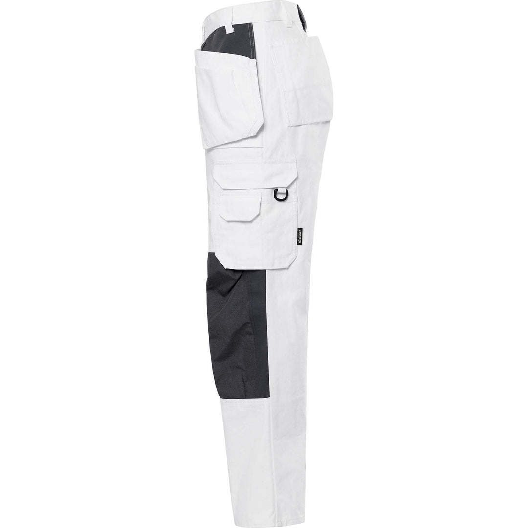 Fristads Craftsman Cordura Reinforced Cotton Knee Pad Holster Pocket Trousers - 258 BM White Back2#colour_white