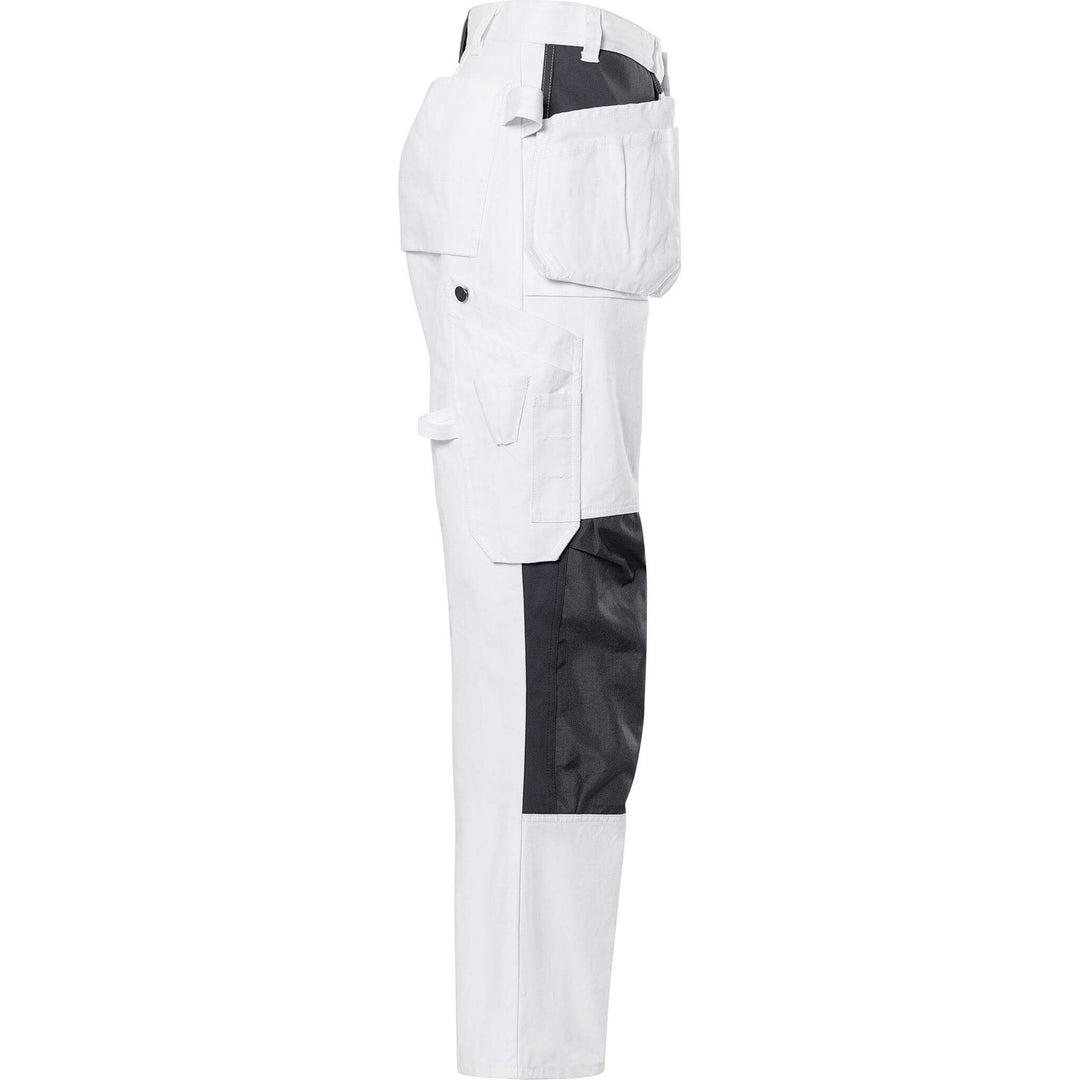 Fristads Craftsman Cordura Reinforced Cotton Knee Pad Holster Pocket Trousers - 258 BM White Back3#colour_white