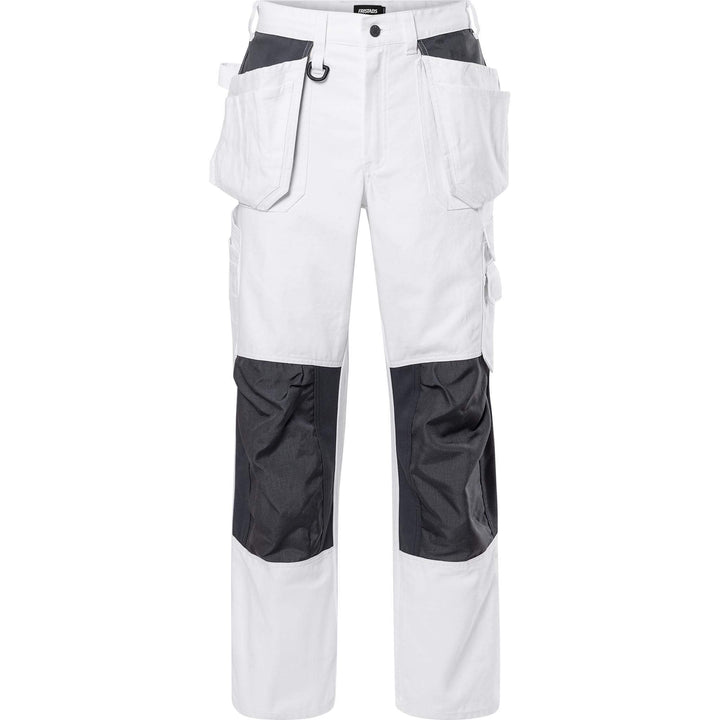 Fristads Craftsman Cordura Reinforced Cotton Knee Pad Holster Pocket Trousers - 258 BM White Front1#colour_white