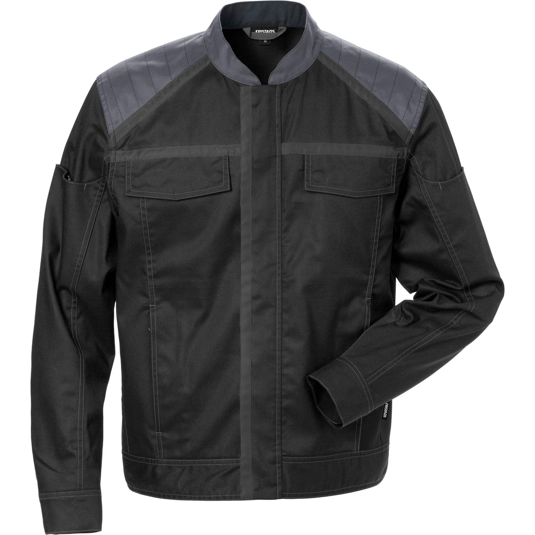 Fristads Durable Lightweight Jacket - 4555 STFP Black/Grey Front1#colour_black-grey