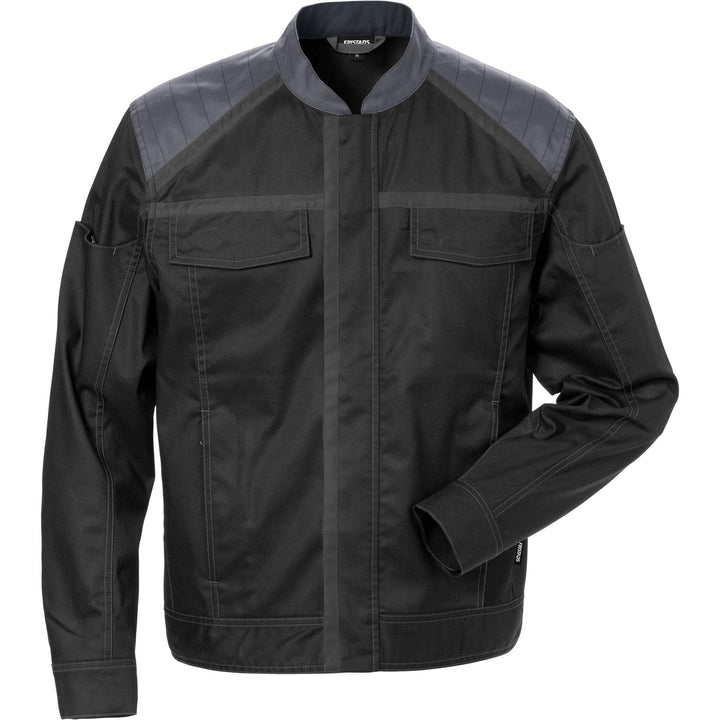 Fristads Durable Lightweight Jacket - 4555 STFP Black/Grey Front1#colour_black-grey