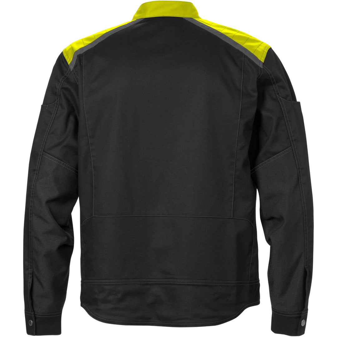 Fristads Durable Lightweight Jacket - 4555 STFP Black/Hi-Vis Yellow Back1#colour_black-hi-vis-yellow