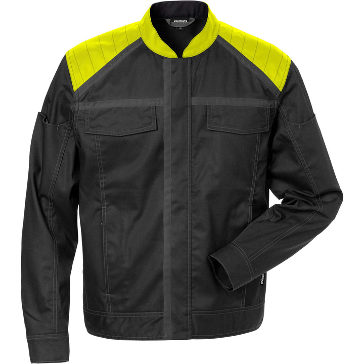 Fristads Durable Lightweight Jacket - 4555 STFP Black/Hi-Vis Yellow Front1#colour_black-hi-vis-yellow