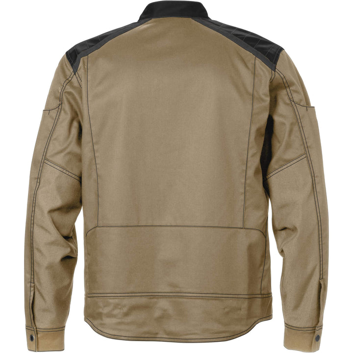 Fristads Durable Lightweight Jacket - 4555 STFP Khaki/Black Back1#colour_khaki-black
