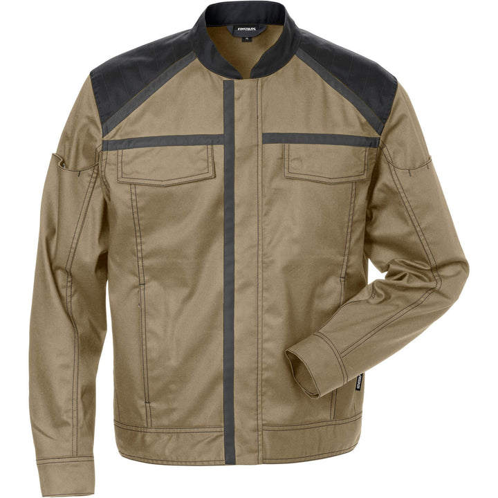 Fristads Durable Lightweight Jacket - 4555 STFP Khaki/Black Front1#colour_khaki-black