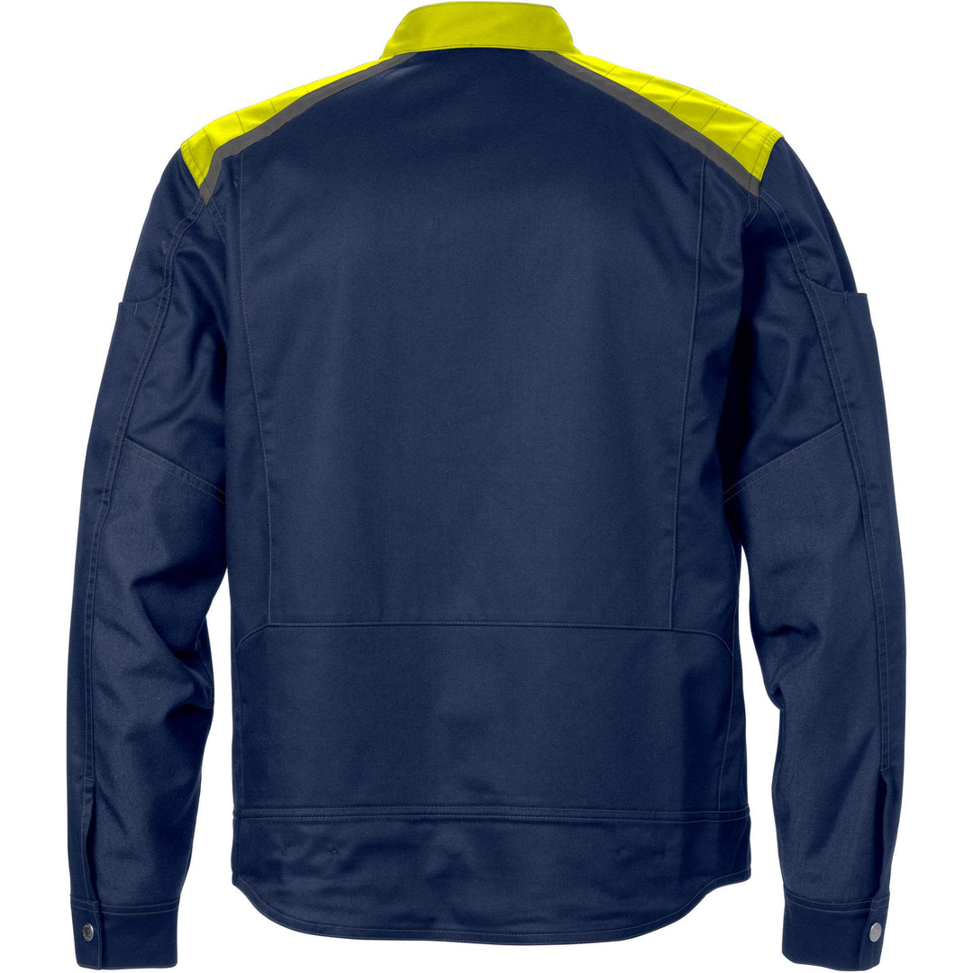 Fristads Durable Lightweight Jacket - 4555 STFP Navy/Hi-Vis Yellow Back1#colour_navy-hi-vis-yellow
