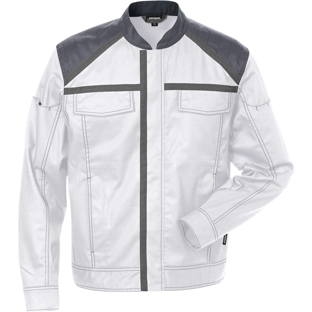 Fristads Durable Lightweight Jacket - 4555 STFP White/Grey Front1#colour_white-grey