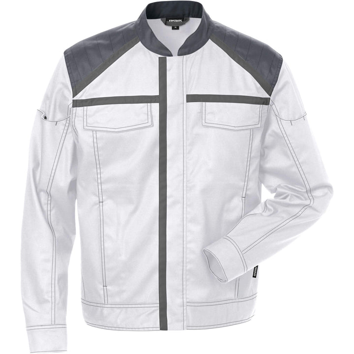Fristads Durable Lightweight Jacket - 4555 STFP White/Grey Front1#colour_white-grey