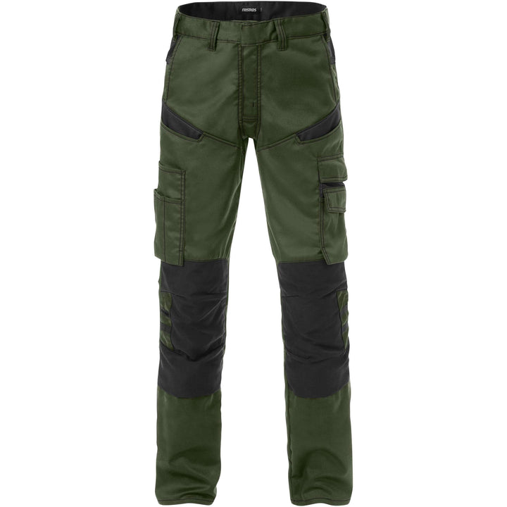 Fristads Durable Lightweight Mechanical Stretch Trousers - 2555 STFP Army Green/Black Front1#colour_army-green-black