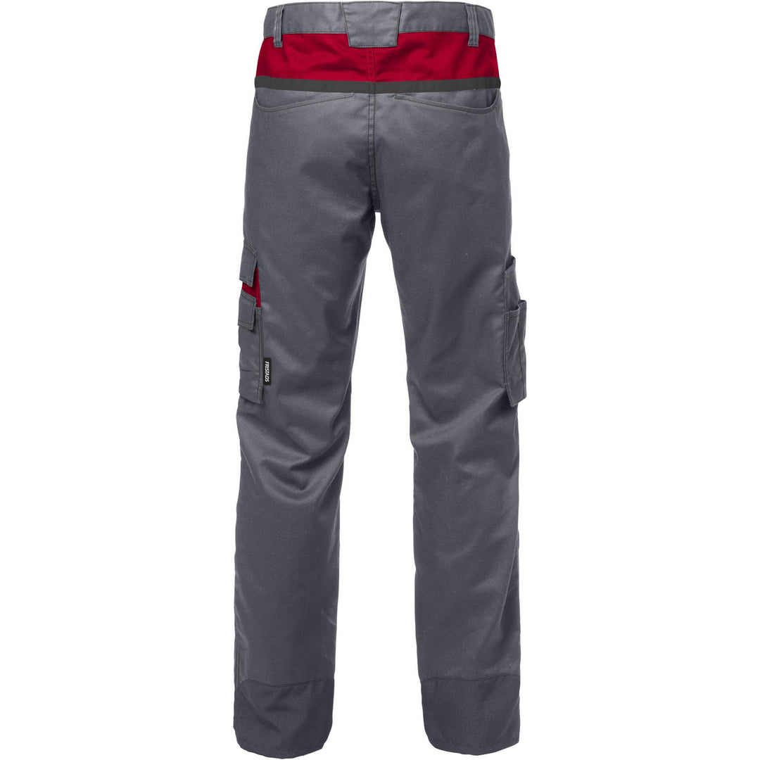 Fristads Durable Lightweight Mechanical Stretch Trousers - 2555 STFP Grey/Red Back1#colour_grey-red