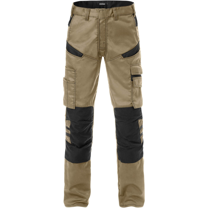 Fristads Durable Lightweight Mechanical Stretch Trousers - 2555 STFP Khaki/Black Front1#colour_khaki-black