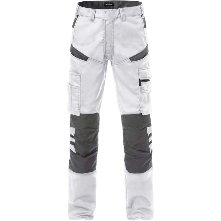 Fristads Durable Lightweight Mechanical Stretch Trousers - 2555 STFP White/Grey Front1#colour_white-grey