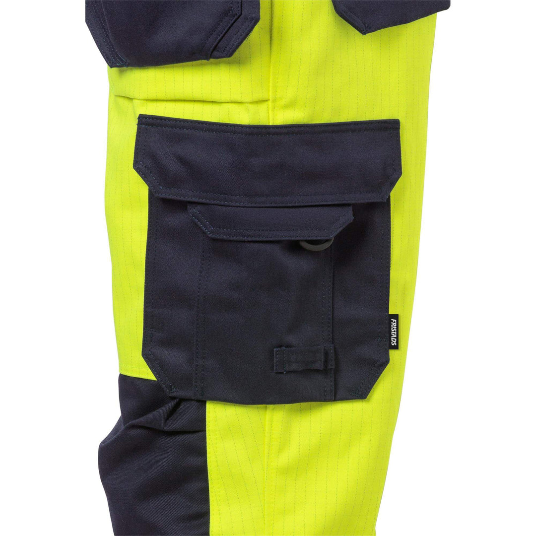 Fristads Flame Retardant Arc and Multi-Protective Hi-Vis Craftsman Trousers Class 2 - 2584 FLAM Hi-Vis Yellow/Navy Detail2#colour_hi-vis-yellow-navy