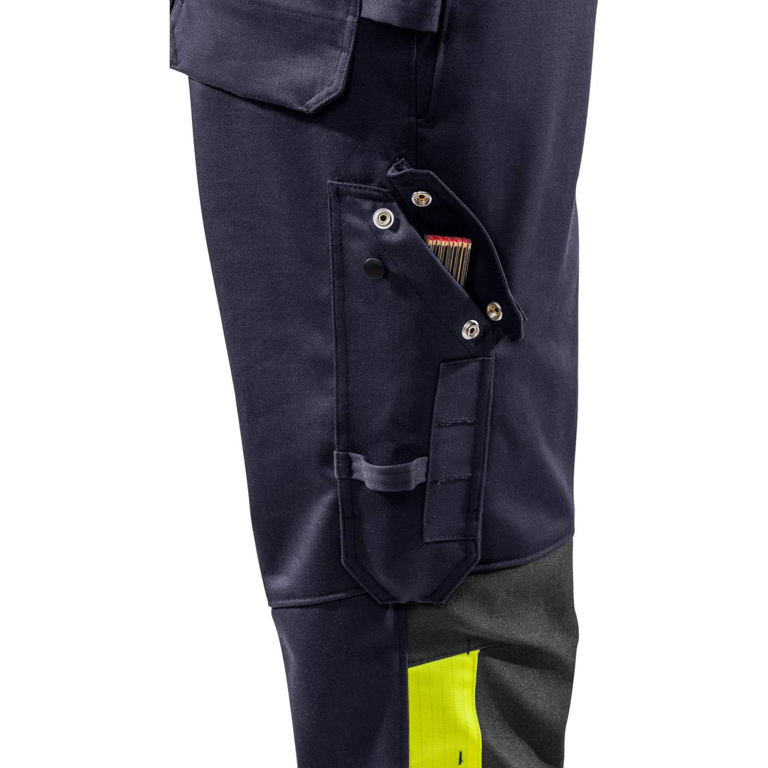 Fristads Flame Retardant Arc and Multi-Protective Welding Bib and Brace - 1029 WEL Navy/Hi-Vis Yellow Detail3#colour_navy-hi-vis-yellow