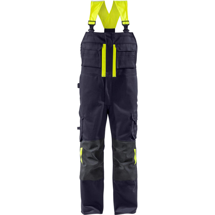 Fristads Flame Retardant Arc and Multi-Protective Welding Bib and Brace - 1029 WEL Navy/Hi-Vis Yellow Front1#colour_navy-hi-vis-yellow
