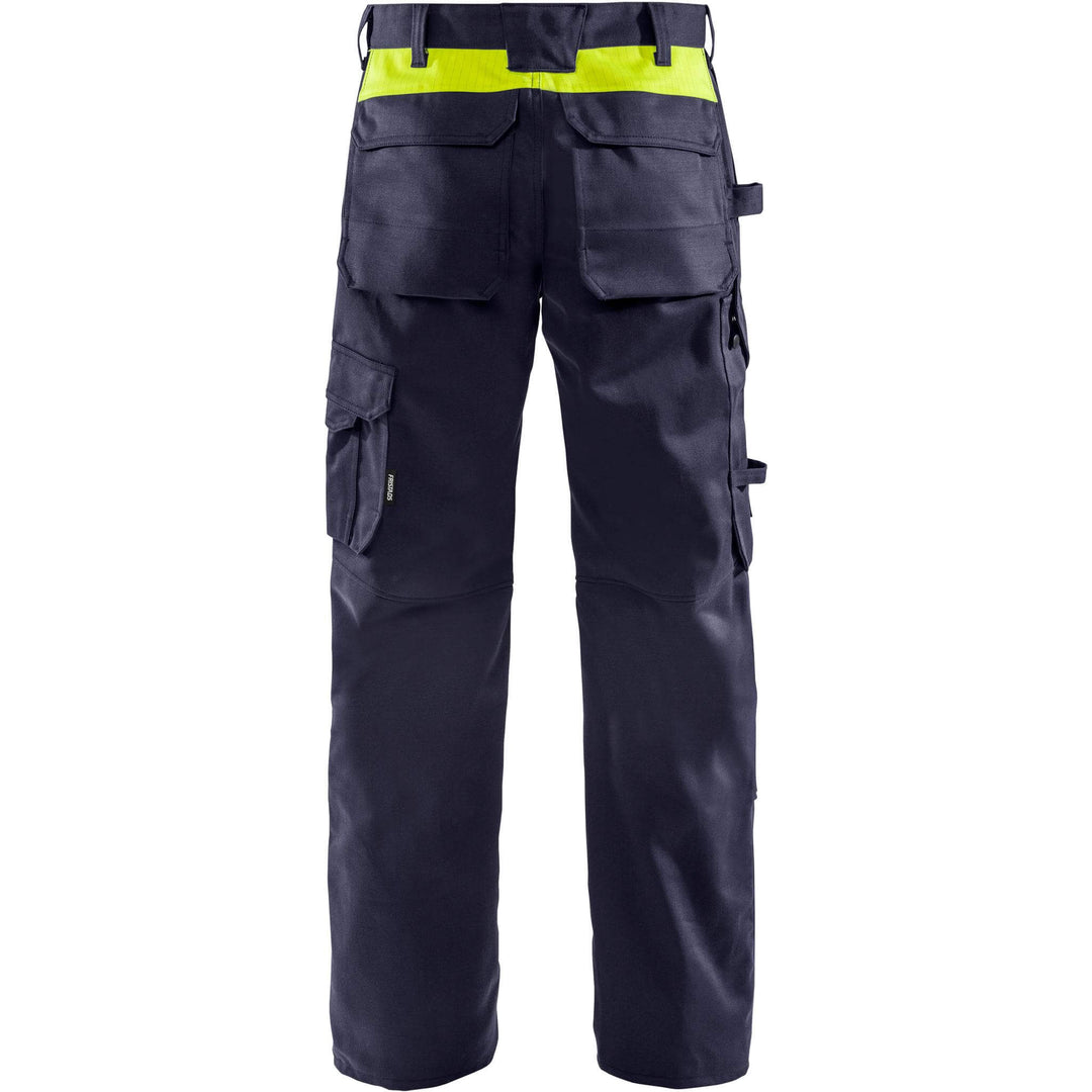 Fristads Flame Retardant Arc and Multi-Protective Welding Trousers - 2656 WEL Navy/Hi-Vis Yellow Back1#colour_navy-hi-vis-yellow