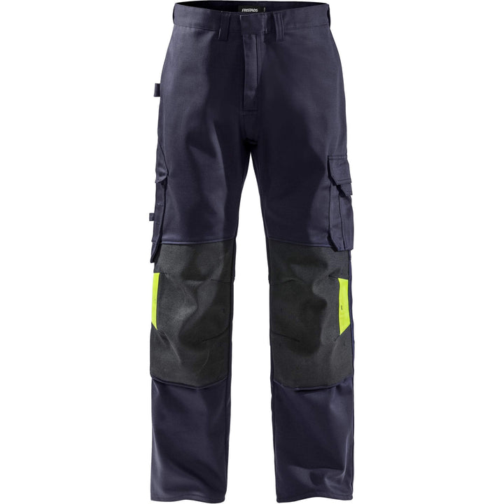 Fristads Flame Retardant Arc and Multi-Protective Welding Trousers - 2656 WEL Navy/Hi-Vis Yellow Front1#colour_navy-hi-vis-yellow