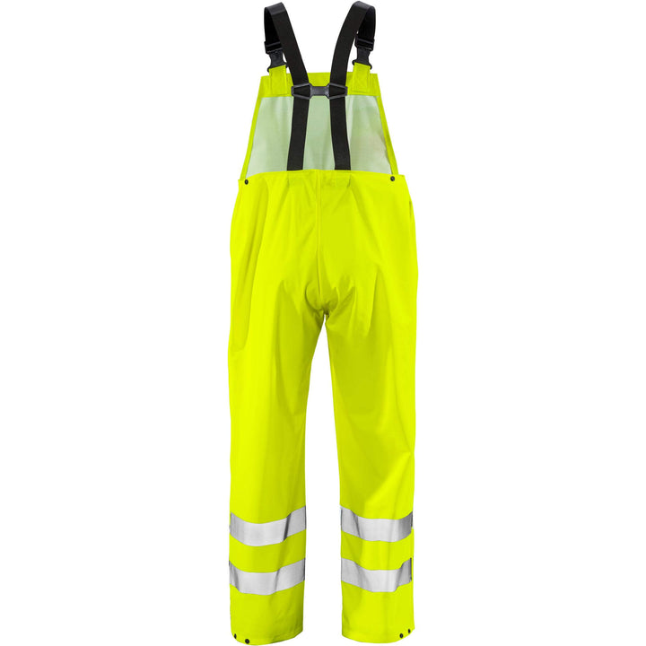 Fristads Flame Retardant Hi-Vis WAterproof Breathable Rain Trousers Class 2 - 2047 RSHF Hi-Vis Yellow Back1#colour_hi-vis-yellow
