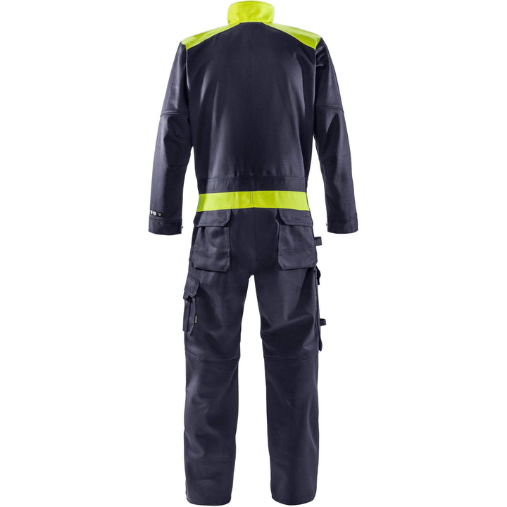 Fristads Flame Retardant Welding Coverall 8044 - WEL Navy/Hi-Vis Yellow Back1#colour_navy-hi-vis-yellow