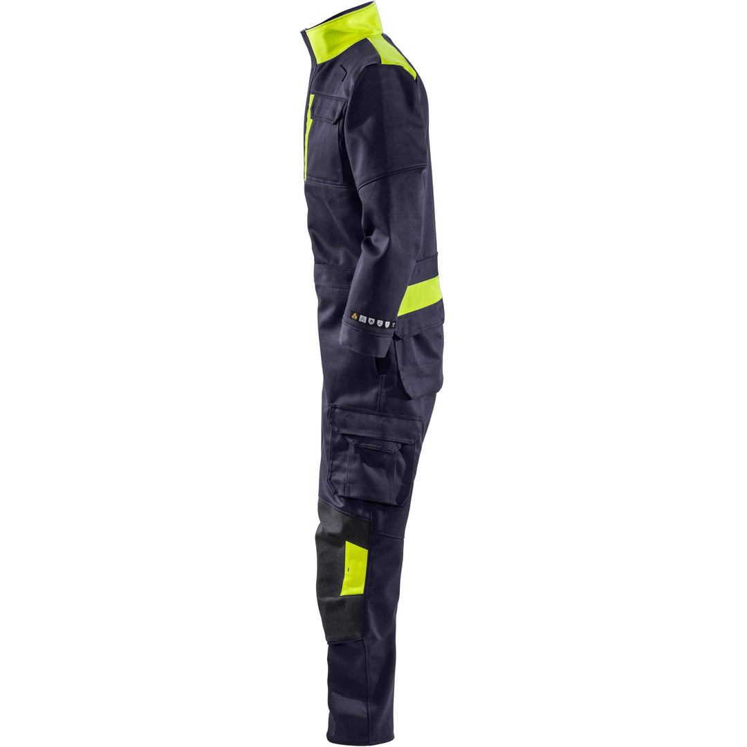 Fristads Flame Retardant Welding Coverall 8044 - WEL Navy/Hi-Vis Yellow Detail1#colour_navy-hi-vis-yellow
