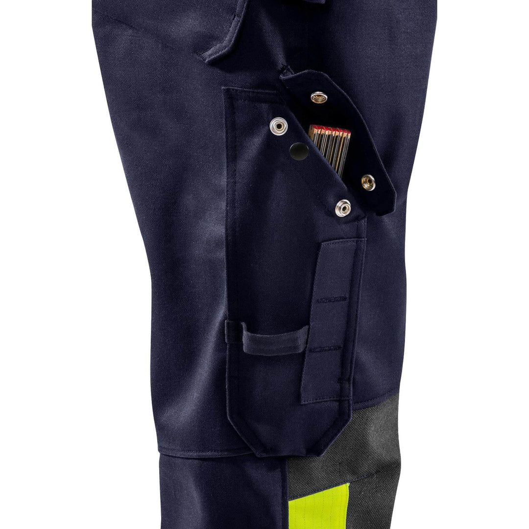 Fristads Flame Retardant Welding Coverall 8044 - WEL Navy/Hi-Vis Yellow Detail3#colour_navy-hi-vis-yellow