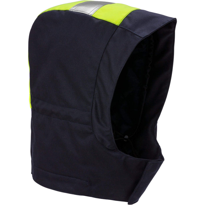 Fristads Flamestat Arc and Flame Retardant Winter Hood - 9185 ATHS Hi-Vis Yellow/Navy Front1#colour_hi-vis-yellow-navy