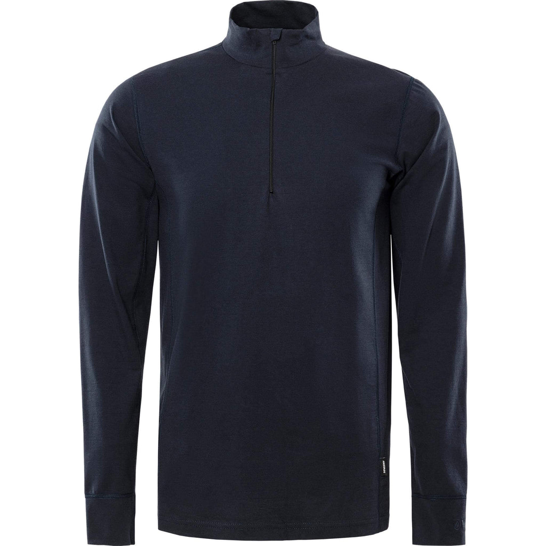 Fristads Flamestat Arc and Multi-Protective Flame Retardant Base Layer Half-Zip Top - 7029 MOFN Dark Navy Front1#colour_dark-navy