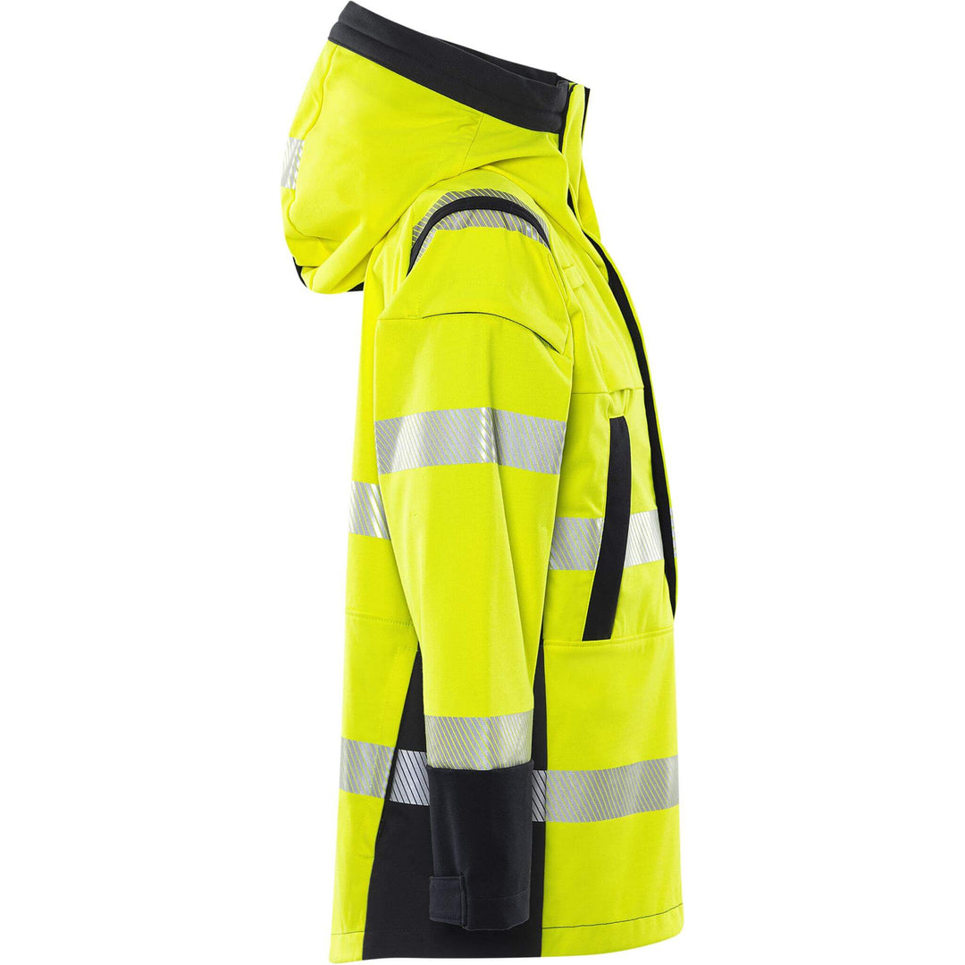 Fristads Flamestat Arc and Multi-Protective Flame Retardant Hi-Vis Softshell Anorak Jacket Class 3 - 4019 FSS Hi-Vis Yellow/Navy Back3#colour_hi-vis-yellow-navy